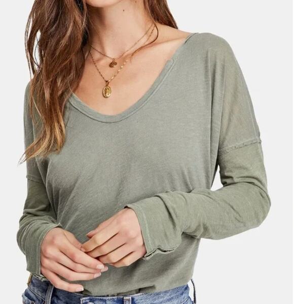 Free People Tops - NEW Free People Sienna Snap Sleeve T-Shirt Medium
